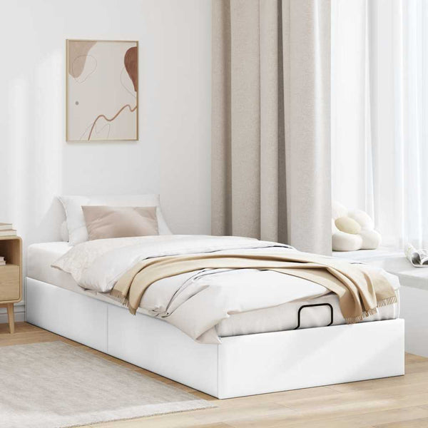 Ottoman Bett Weiß 90x200 cm Kunstleder