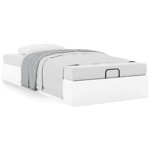 Ottoman Bett Weiß 90x200 cm Kunstleder