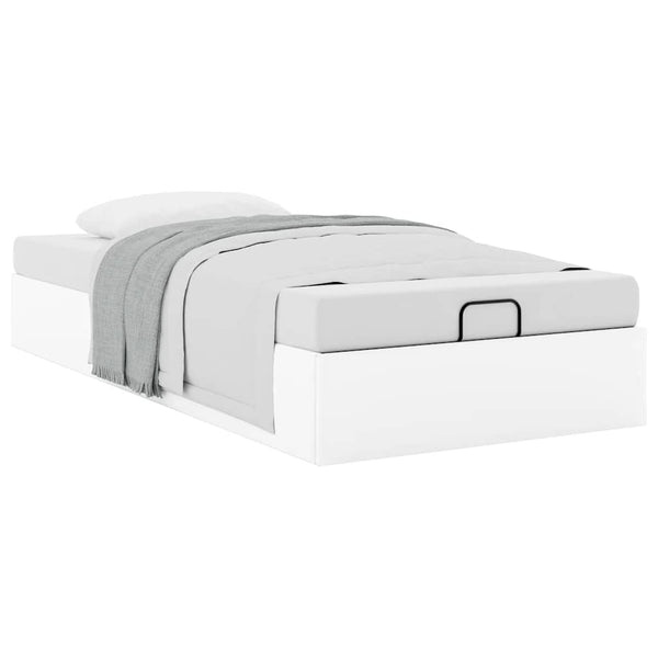 Ottoman Bett Weiß 90x200 cm Kunstleder