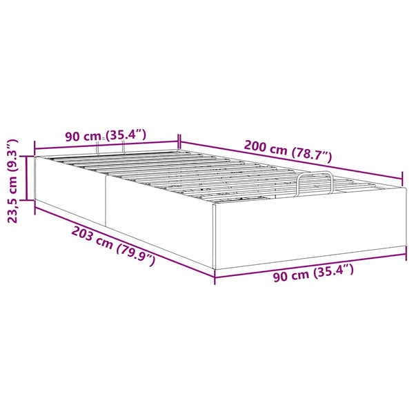 Ottoman Bett Grau 90x200 cm Kunstleder