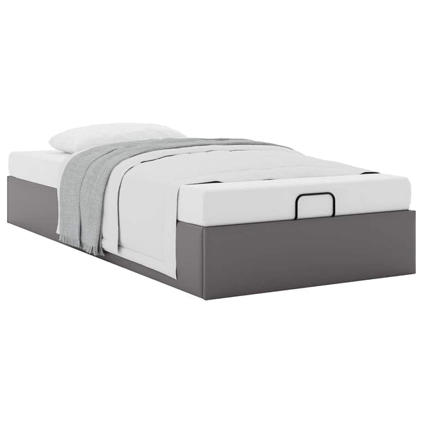 Ottoman Bett Grau 90x200 cm Kunstleder