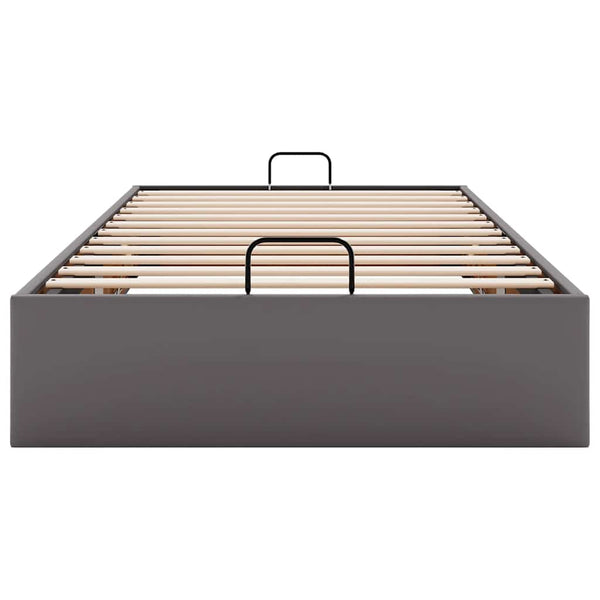 Ottoman Bett Grau 90x200 cm Kunstleder
