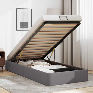 Ottoman Bett Grau 90x200 cm Kunstleder