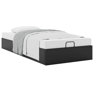 Ottoman Bett Schwarz 100x200 cm Kunstleder