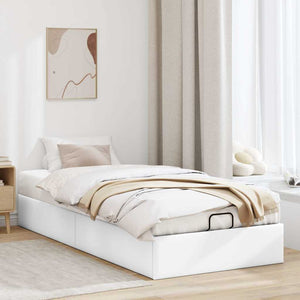 Ottoman Bett 100x200 cm Kunstleder Weiß