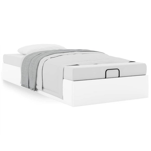 Ottoman Bett 100x200 cm Kunstleder Weiß