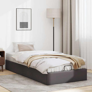Ottoman Bett Grau 100x200 cm Kunstleder
