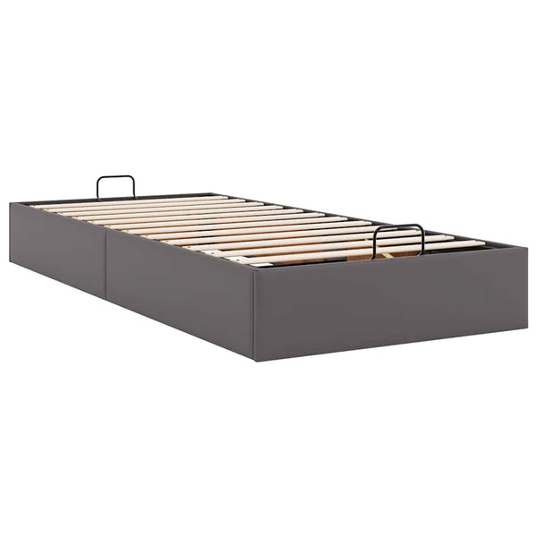 Ottoman Bett Grau 100x200 cm Kunstleder