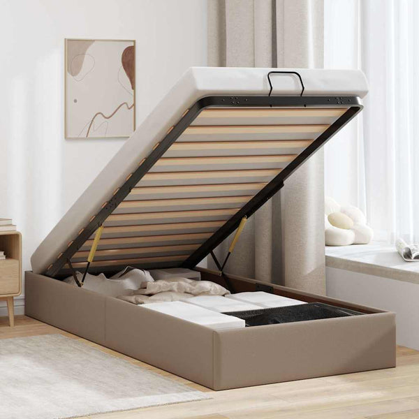 Ottoman Bett 100x200 Cappuccino Kunstleder