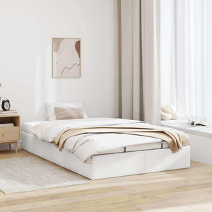 Ottoman Bett Weiß Kunstleder 120x190 cm