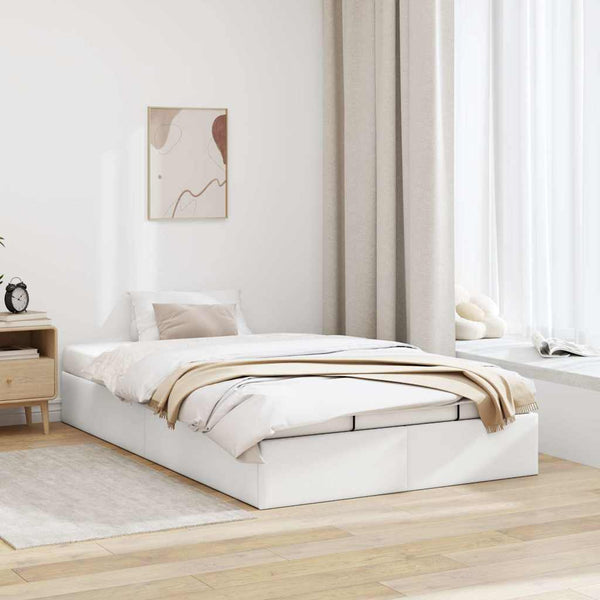 Ottoman Bett Weiß Kunstleder 120x190 cm