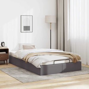 Ottoman Bett Grau 120x190 cm Kunstleder