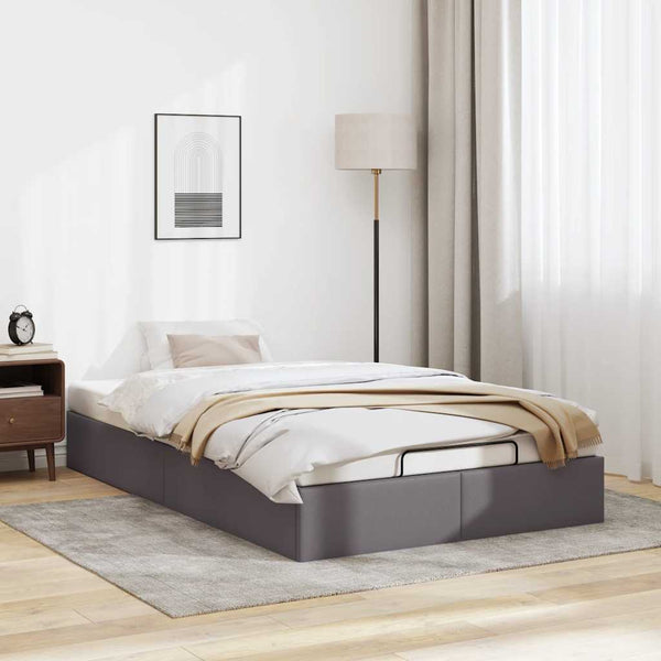 Ottoman Bett Grau 120x190 cm Kunstleder