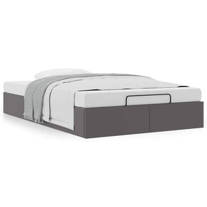 Ottoman Bett Grau 120x190 cm Kunstleder