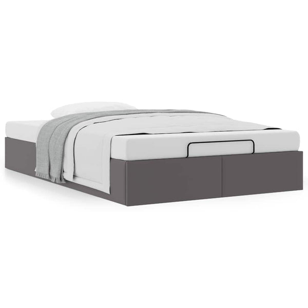 Ottoman Bett Grau 120x190 cm Kunstleder