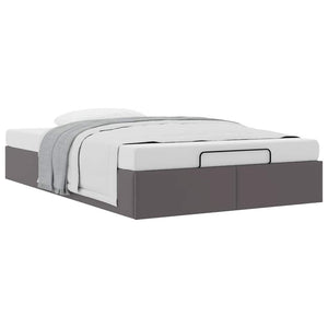 Ottoman Bett Grau 120x190 cm Kunstleder