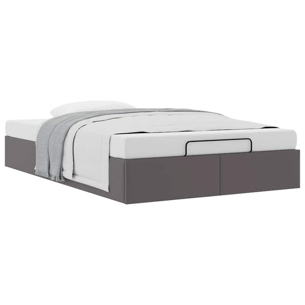 Ottoman Bett Grau 120x190 cm Kunstleder
