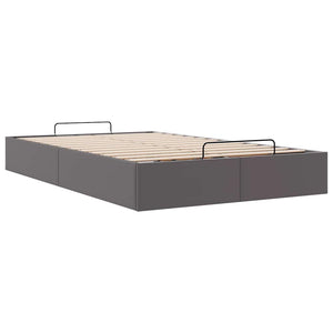 Ottoman Bett Grau 120x190 cm Kunstleder