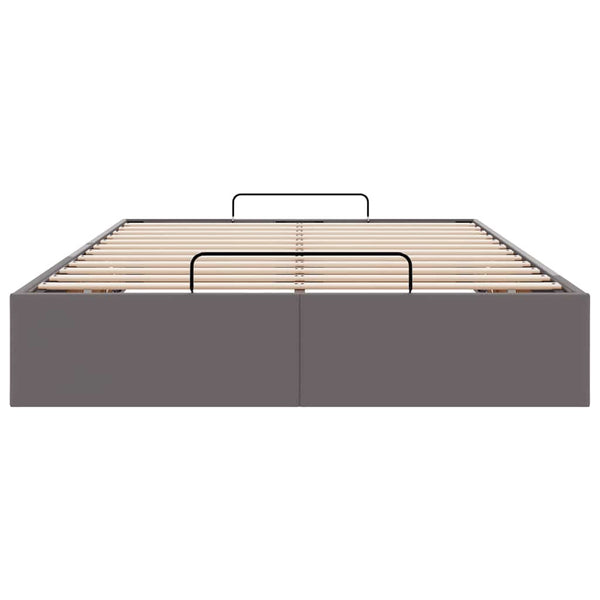 Ottoman Bett Grau 120x190 cm Kunstleder