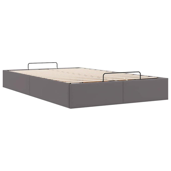 Ottoman Bett Grau 120x190 cm Kunstleder