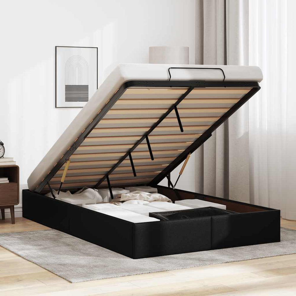Ottoman Bett 120x200 cm Kunstleder Schwarz