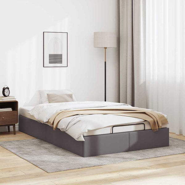 Ottoman Bett 120x200 cm Grau Kunstleder