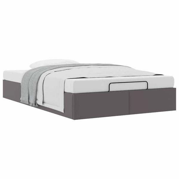 Ottoman Bett 120x200 cm Grau Kunstleder