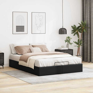 Ottoman Bett Schwarz 140x190 cm Kunstleder