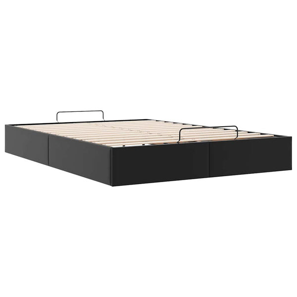 Ottoman Bett Schwarz 140x190 cm Kunstleder