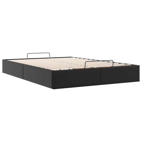 Ottoman Bett Schwarz 140x190 cm Kunstleder