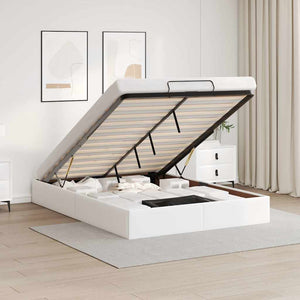 Ottoman Bett Weiß 140x190 cm Kunstleder