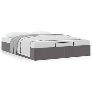 Ottoman Bett Grau 140x190 cm Kunstleder