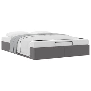 Ottoman Bett Grau 140x190 cm Kunstleder