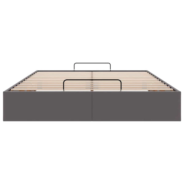 Ottoman Bett Grau 140x190 cm Kunstleder