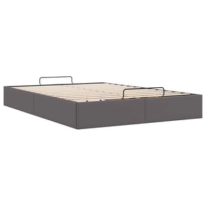 Ottoman Bett Grau 140x190 cm Kunstleder