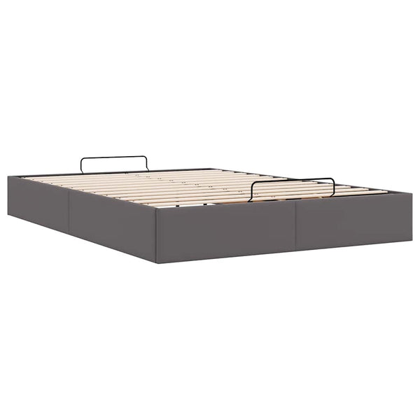 Ottoman Bett Grau 140x190 cm Kunstleder
