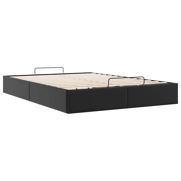 Ottoman Bett 140x200 cm Kunstleder Schwarz