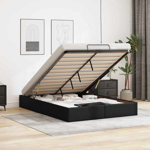 Ottoman Bett 140x200 cm Kunstleder Schwarz