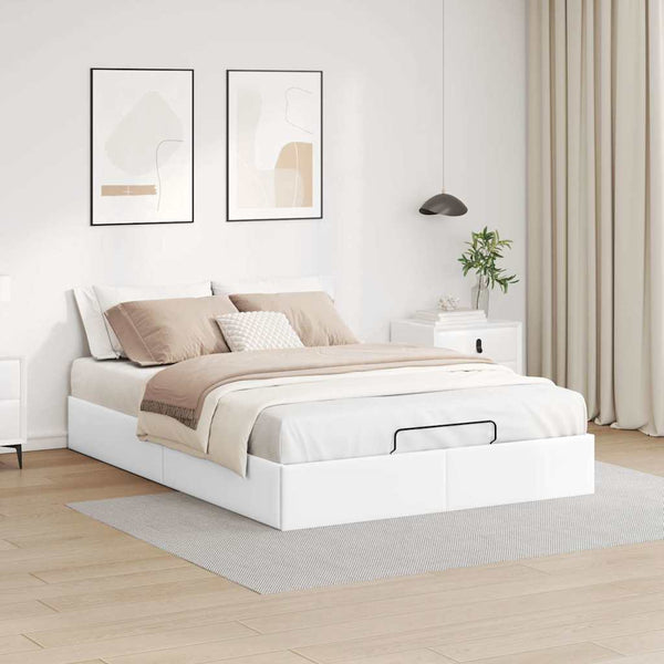Ottoman Bett Weiß 140x200 cm Kunstleder