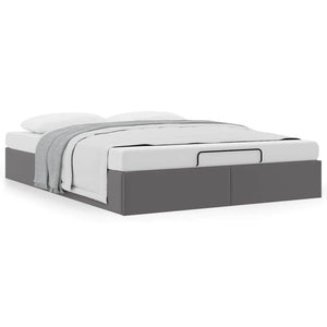 Ottoman Bett Grau 140x200 cm Kunstleder