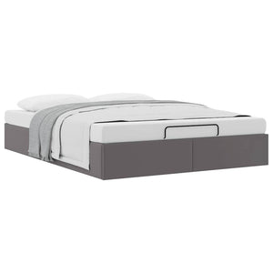 Ottoman Bett Grau 140x200 cm Kunstleder