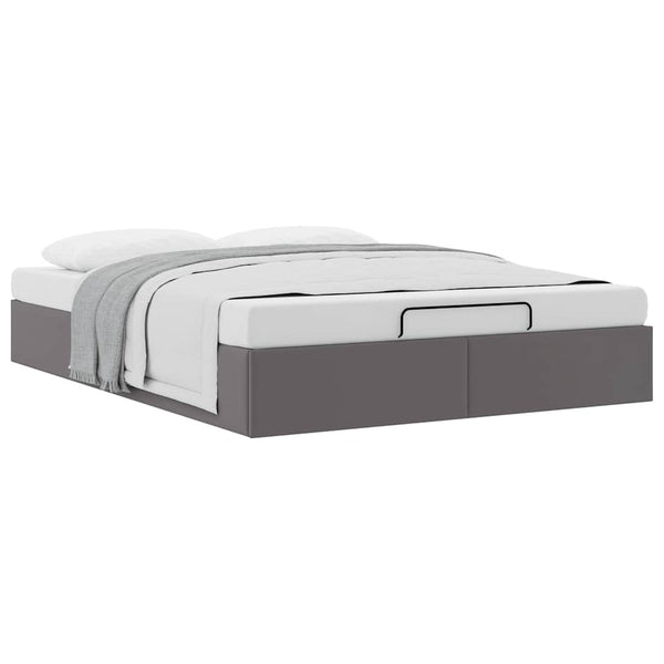 Ottoman Bett Grau 140x200 cm Kunstleder