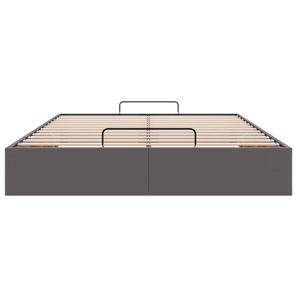 Ottoman Bett Grau 140x200 cm Kunstleder