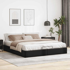 Ottoman Bett Schwarz 160x200 cm Kunstleder