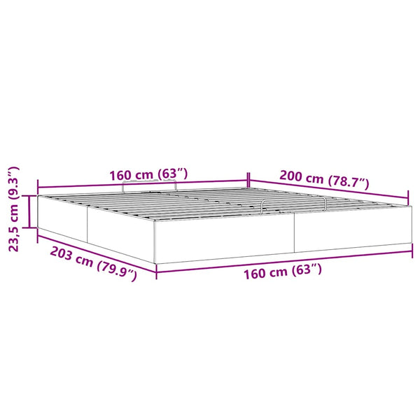 Ottoman Bett Schwarz 160x200 cm Kunstleder
