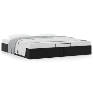 Ottoman Bett Schwarz 160x200 cm Kunstleder