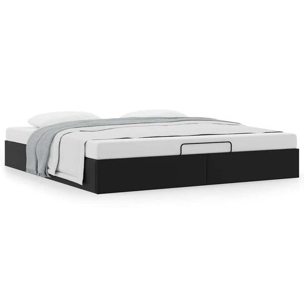 Ottoman Bett Schwarz 160x200 cm Kunstleder