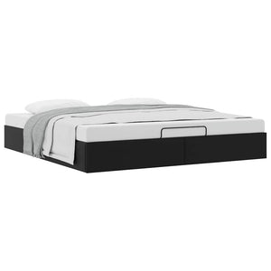 Ottoman Bett Schwarz 160x200 cm Kunstleder