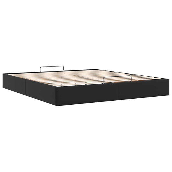 Ottoman Bett Schwarz 160x200 cm Kunstleder