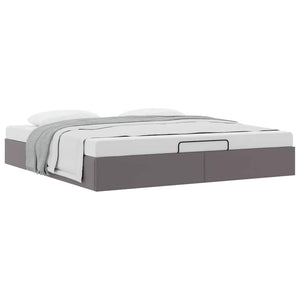 Ottoman Bett Grau 160x200 cm Kunstleder
